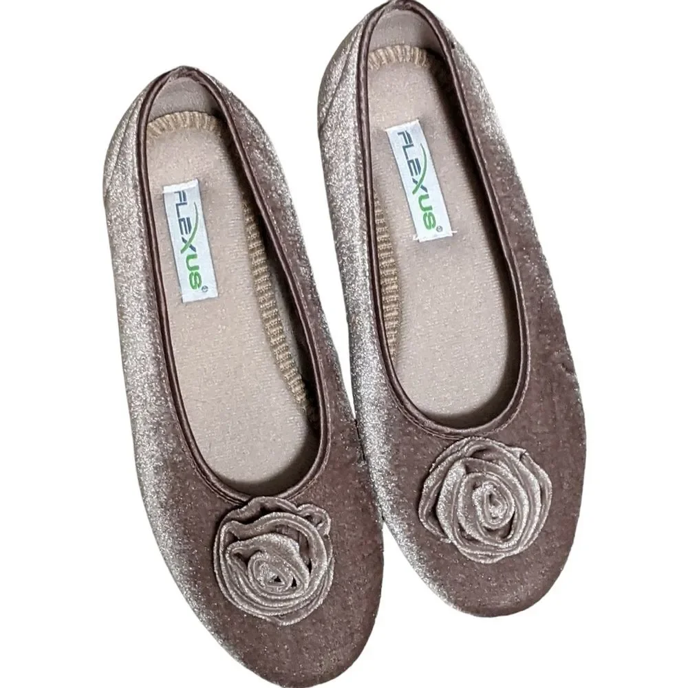 Flexus by Spring Step rose loud light grey velvet slipper ballet flat 38